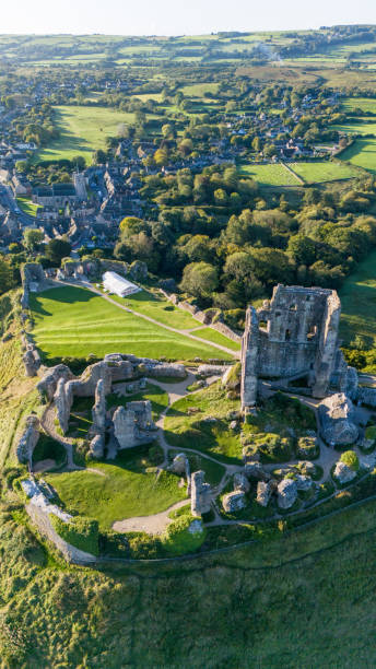 istock Drone shot of Corfe Castle 2183740084