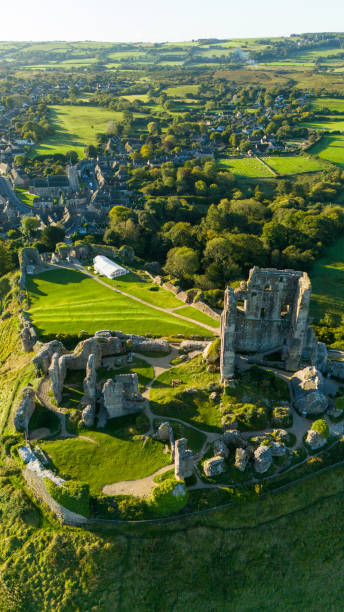 istock Drone shot of Corfe Castle 2183740092