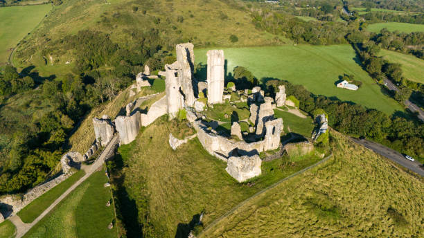 istock Drone shot of Corfe Castle 2183740096