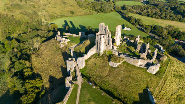 istock Drone shot of Corfe Castle 2183740104