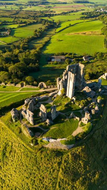 istock Drone shot of Corfe Castle 2183740107