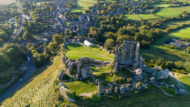 istock Drone shot of Corfe Castle 2183740134