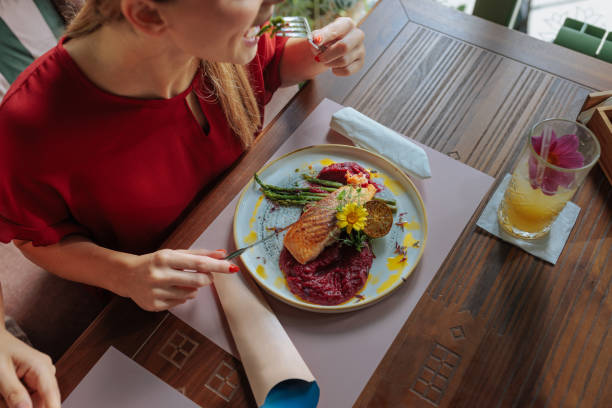 Woman having lunch in a restaurant