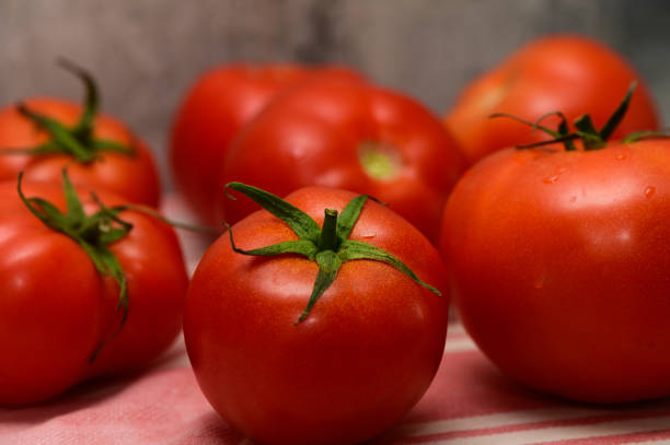 istock Freshly harvested ripe tomatoes on a rustic kitchen table setting ready for culinary delights 2183742477