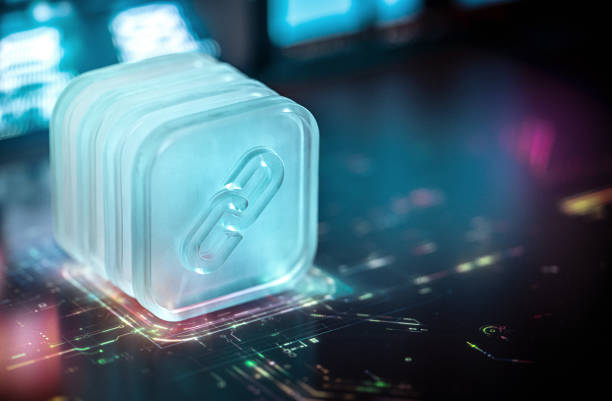 istock Futuristic Blockchain Concept with Digital Chain Symbol 2183747421