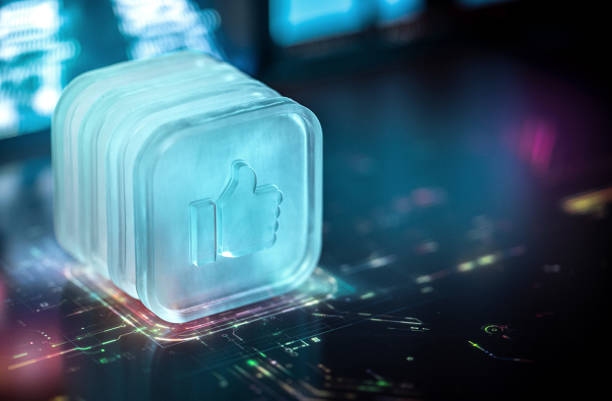 istock Digital Thumbs Up Icon in Neon Futuristic Environment 2183747637