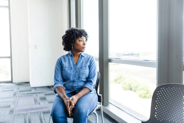 Woman waiting for support group meeting to start