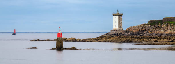 istock Coastal Lighthouse Phare de Kermorvan and Red Buoys 2183760394