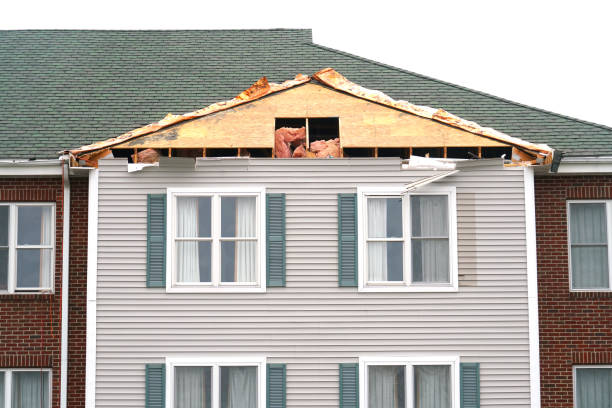 a tiled modern roof repair, no people, sunny day shot