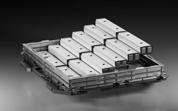 Solid State Battery Lithium  for EV Electric Vehicle, new research and development batteries with solid electrolyte energy storage for automotive car industry, cathode