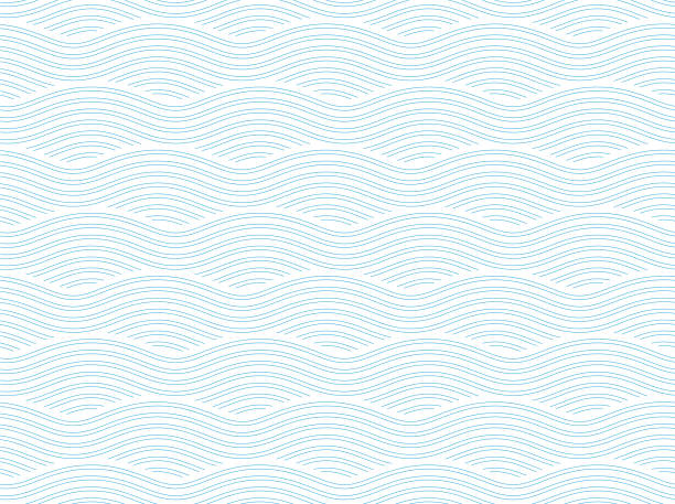 Seamless wave pattern One-color abstract geometric background with light blue waves. wave water stock illustrations