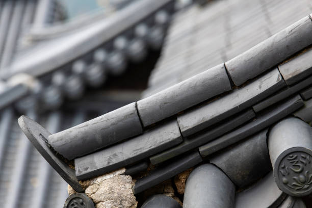istock tiled roof and eaves in the Buddhist temple 2183795902