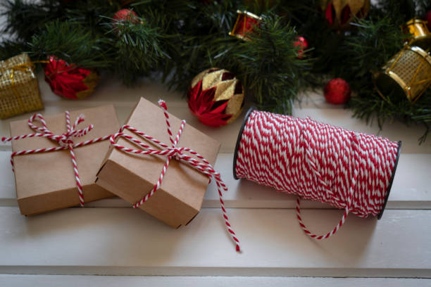 Christmas decoration, ornaments and garland frame background