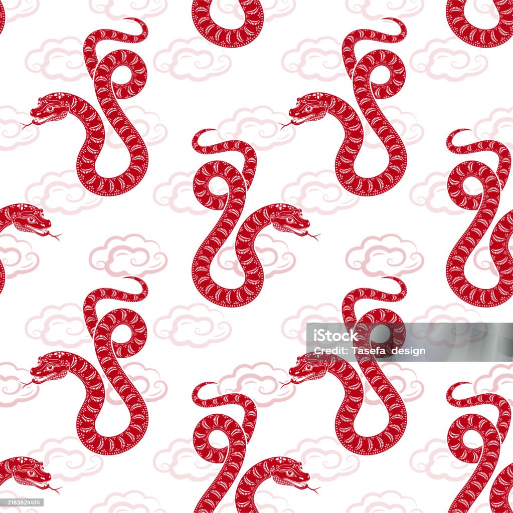 Asian Snake Pattern Seamless Pattern With Asian Elements For Happy Chinese New Year Of The ...