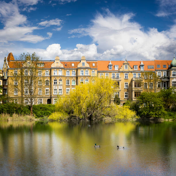 istock Sunny spring day at public park in Szczecin, Poland 2183825609