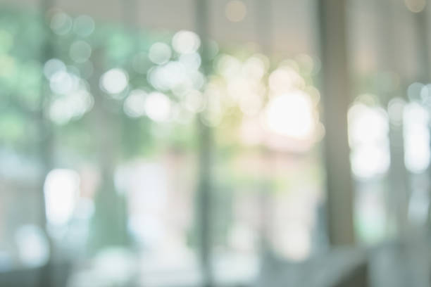 istock Abstract blur interior coffee shop or cafe for background. Blur restaurant interior banner. Hospital and clinic blurry with bokeh. Blurred windows green on garden outdoor and view of light living room 2183825820