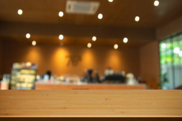 istock Abstract blur interior coffee shop restaurant or cafe and kitchen for background, counter top on of clean abstract home indoor. Warm tone used for display or montage your food dining banner products. 2183825893