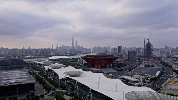 Aerial photography of Shanghai World Expo Park, China, Asia.