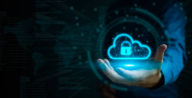 istock Secure cloud storage symbol, glowing with digital security icons above a hand. Represents protected data, privacy, and cloud computing solutions 2183832866
