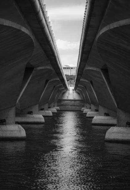 Black and white photography shot of the Esplanade Bridge