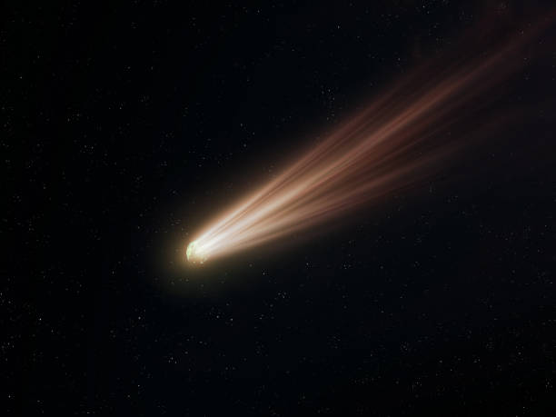 istock Comet nucleus and tail on a black background. Shooting star in space. 2183842301
