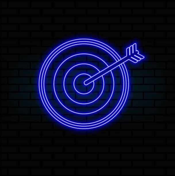 istock bow and target outline icon. Elements of Sport in neon style icons. Simple icon for websites, web design, mobile app, info graphics isolated on brick wall. 2183845469