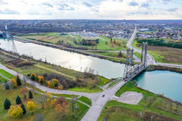 istock Welland Canals Parkway and Glendale Avenue Bridge view, St. Catharines, Canada 2183851374