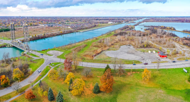 istock Welland Canals Parkway and Glendale Avenue Bridge view, St. Catharines, Canada 2183851387