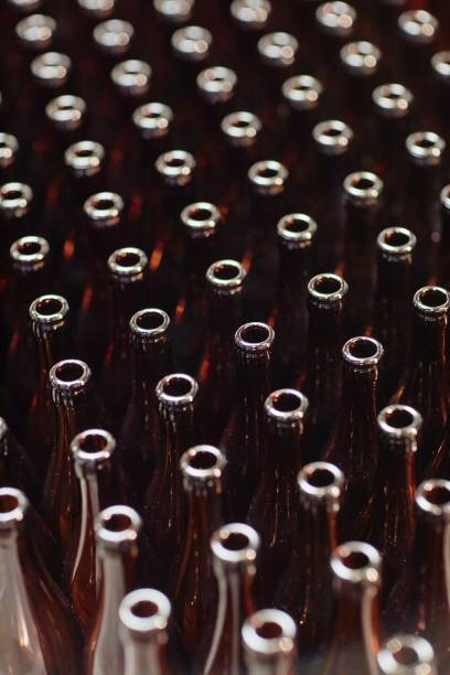 istock Batch of Open Glass Bottles in Craft Cider Factory 2183851710