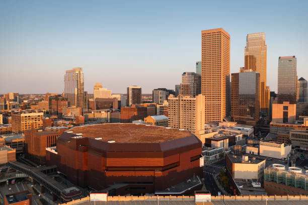 Minneapolis, Minnesota, USA downtown city skyline at dusk.