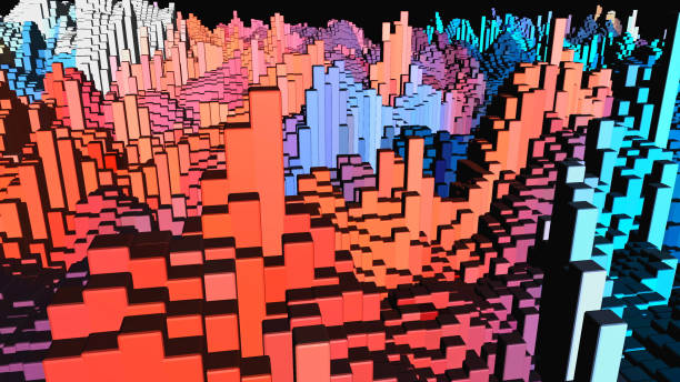 istock Abstract 3d, wave moving colorful columns blocks, cubes motion design, bricks moving up down on surface 2183854483