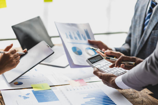 istock Businessman collaboration discussing working analyzing with financial data and marketing growth report graph, brainstorming to strategy planning making profit of company. planning for investment. 2183855642