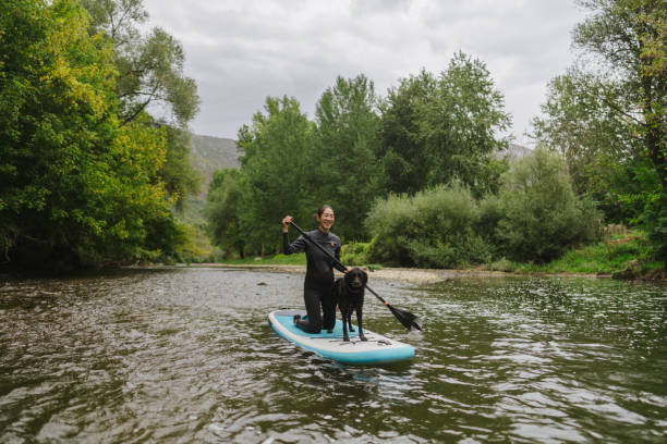 istock Paddleboarding on the river with my dog 2183859471