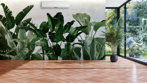 istock modern bright interiors room with air conditioning and remote control illustration 3D rendering 2183860779