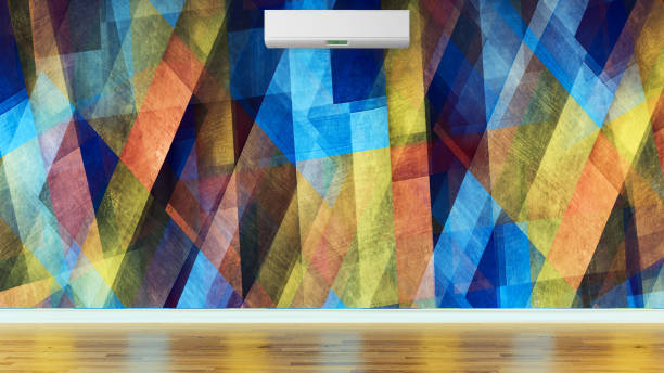 istock modern bright interiors room with air conditioning and remote control illustration 3D rendering 2183860831