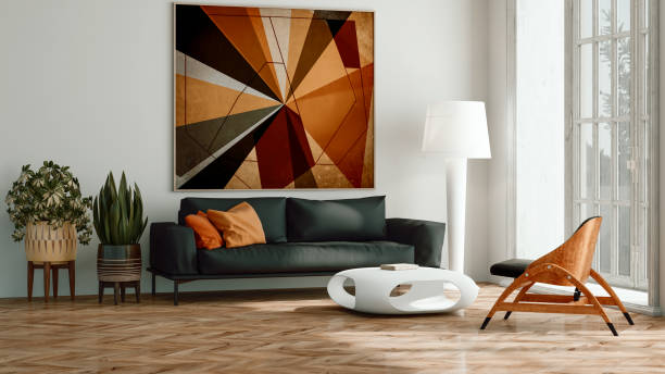 istock Large luxury modern bright interiors Living room mockup illustration 3D rendering image 2183864580