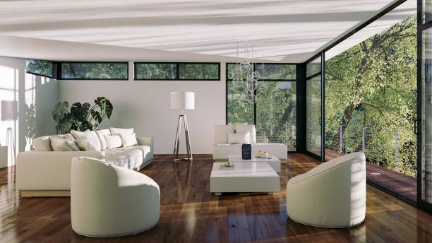 istock Large luxury modern bright interiors Living room mockup illustration 3D rendering image 2183864582