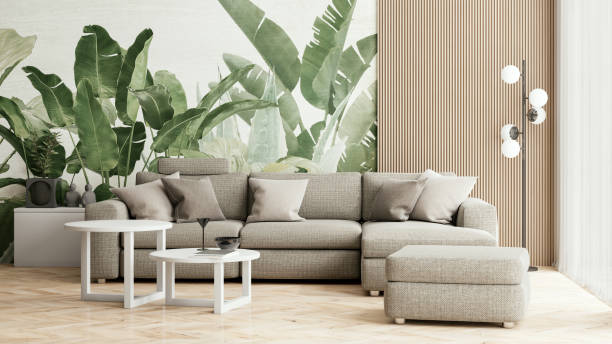 istock Large luxury modern bright interiors Living room mockup illustration 3D rendering image 2183864719