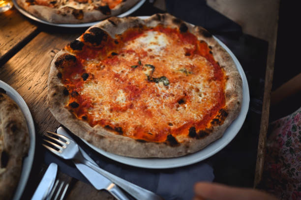 Pizza margherita close up.