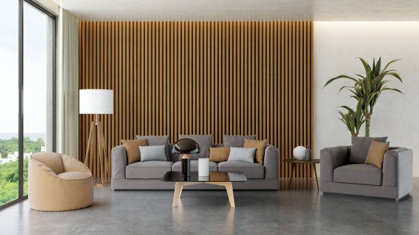 istock Large luxury modern bright interiors Living room mockup illustration 3D rendering image 2183865197