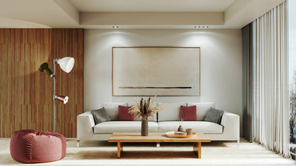 istock Large luxury modern bright interiors Living room mockup illustration 3D rendering image 2183866569