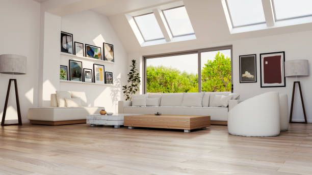 istock Large luxury modern bright interiors Living room mockup illustration 3D rendering image 2183866803