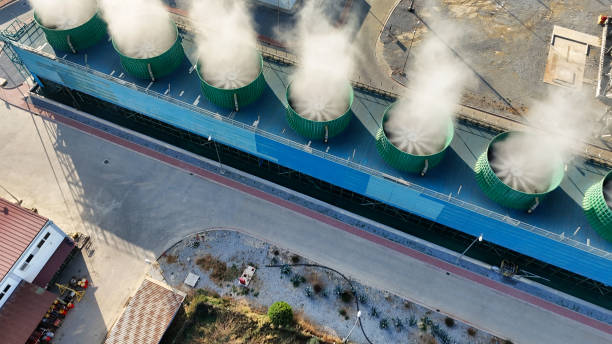 istock Geothermal Cooling Towers with Adjacent Facilities 2183867281