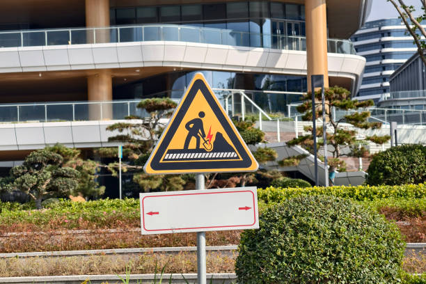 Urban sign of danger for works