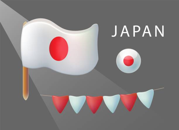 istock Set festive flags object for National Foundation Day in Japan. Bright vector 3d cartoon illustration in minimal realistic style. 2183873011
