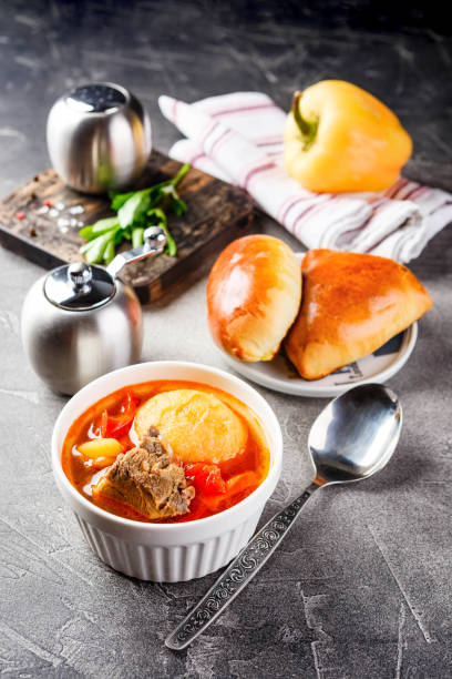 istock Dinner table with different dishes, set menu for nutritious healthy lunch in restaurant, business lunch 2183875427