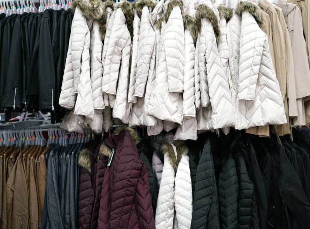 istock Hanging winter clothes in the store 2183879369