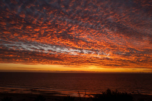 Spectacular sky at sunset over the sea