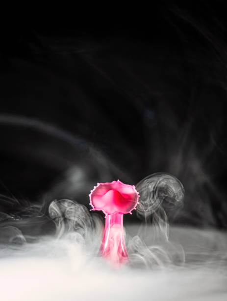Droplet photography, high speed macro photography with water droplets creating stunning figures i black enviroment and fog