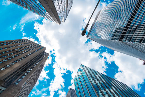 istock new york downtown architecture. perspective city skyscraper. modern skyscraper building. architectural building in metropolis. skyscraper perspective view. USA downtown cityscape 2183883465